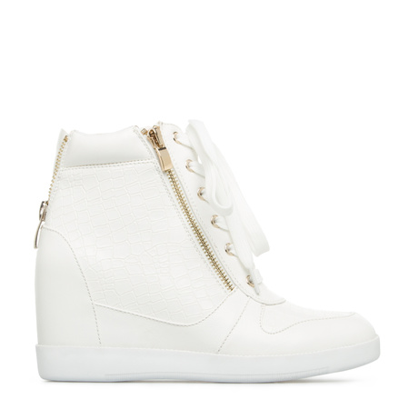 White Wedge Heel Sneakers | Tsaa Heel