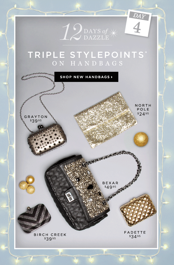 Today's 12 Days of Dazzle Treat: 3x StylePoints on Handbags - Shop New Bags